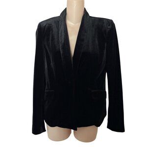1. State Women's Size 0 Black Velour Blazer Jacket Notched Lapel Whimsigoth